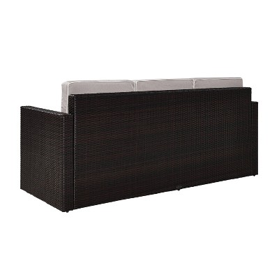 Palm Harbor Brown and Gray Wicker Three-Seat Outdoor Sofa