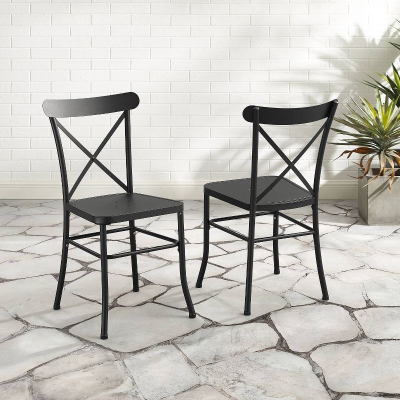 Astrid 2pk Indoor/Outdoor Metal Dining Chairs - Matte Black - Crosley, 3 of 10