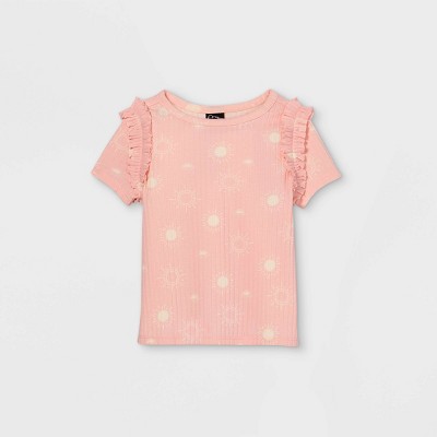 Toddler Girls' Rib Ruffle Short Sleeve 