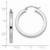 Black Bow Jewelry 3mm, 14k White Gold Square Tube Round Hoop Earrings, 30mm (1 1/8 Inch) - 4 of 4