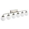 POWLIG 45.28-in 6-Light Nickel Bathroom Light Fixtures Over Mirror Vanity Lighting with Milk White Glass Globe Shades - 2 of 4
