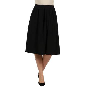 24seven Comfort Apparel Women's Classic Knee Length Black Skirt