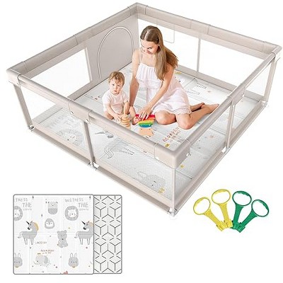 Pro Goleem Baby Playpen with Mat, 59x59 in Playpen for Babies and Toddlers