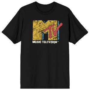 MTV Sunglasses & Cassette Tapes Logo Adult Black Crew Neck Short Sleeve T-shirt - 1 of 3