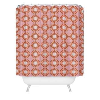 Schatzi Brown Retro Jumbo Daisy Pink Shower Curtain Green - Deny Designs