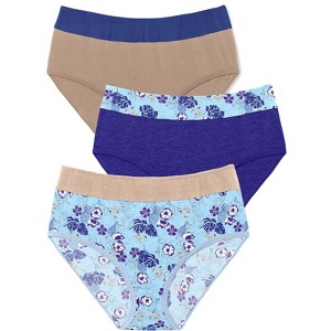 Comfort Choice Women's Plus Size Full Coverage Stretch Cotton Color Block Brief 3-Pack - 1 of 4