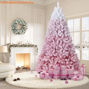 Gradient Pink 4.5 ft/6ft/7.5 ft/9 ft  Pre-lit Artificial Christmas Tree with 450 Warm White Lights Snow Flocked Christmas Tree Metal Stand - 1 of 4