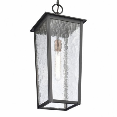 Matte Black Rectangular Glass Outdoor Hanging Lantern