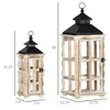 Aghana Digitals 2-Pack Rustic Wooden Metal Lanterns, 31"/21" Hanging Indoor/Outdoor Decor, Black & - 2 of 4