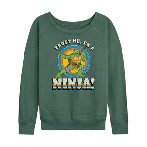 Women's - Teenage Mutant Ninja Turtles - Trust Me, I'm A Ninja Lightweight French Terry Wide Neck Long Sleeve Shirt - 1 of 4