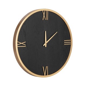 Kate & Laurel All Things Decor 22"X22" Pronte Wood Wall Clock Black/Gold - 1 of 4