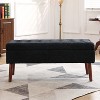 43.3"W Storage Bench for Bedroom, End of Bed Bench, Entryway Ottoman with Solid Wood Legs, Linen/PU Leather Upholstery, 300lbs Capacity - ModernLuxe - 4 of 4