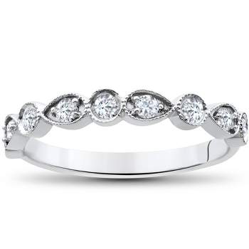 Pompeii3 1/4Ct Diamond Wedding Ring Womens Stackable 10k White Gold Anniversary Band