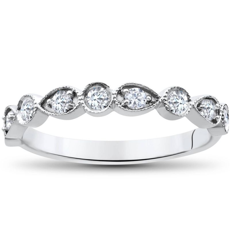 Pompeii3 1/4Ct Diamond Wedding Ring Womens Stackable 10k White Gold Anniversary Band, 1 of 5