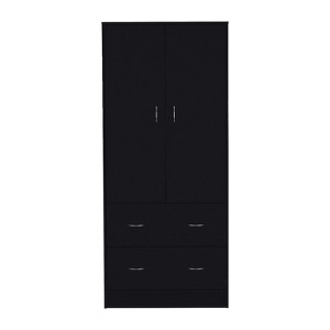 SEVOBAL Armoires with Double Doors 2 Drawers and Hanging Rod for Stylish Bedroom and Closet Storage, Black, 30.9"*19"*70.9" - 1 of 4