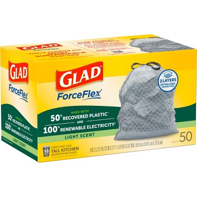 Glad Advanced Strength ForceFlex Drawstring Plastic Trash Bags - 50ct: Fresh Scent