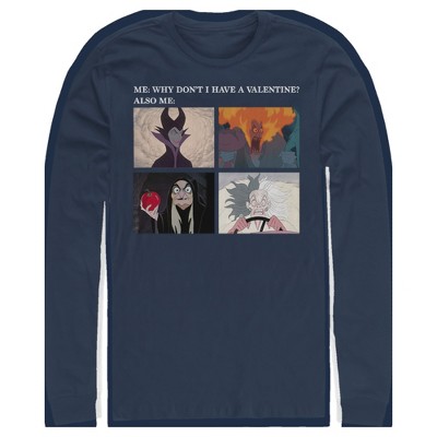 Men's Disney Villains Valentine's Day Meme EVIL Long Sleeve Shirt
