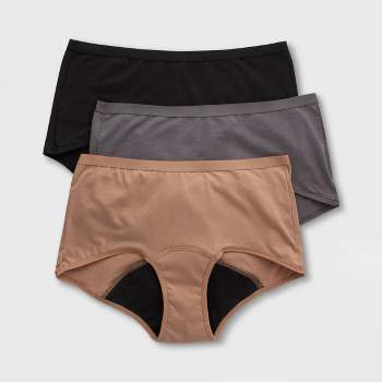 Hanes Women's 3pk Comfort Period Leakproof Moderate Briefs - Black/gray 6 :  Target