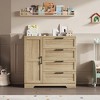 43.3'' Wooden Wardrobe Cabinet w/ Door, 4 Drawers & Hanging Rod - Dresser for Bedroom, Laundry, Cloakroom - 4 of 4