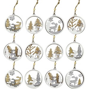 4E's Novelty 12 Pack 3D Wood Reindeer Ornaments - Rustic Christmas Decorations for Tree or Home, Perfect for Festive Holiday Decor. - 1 of 4