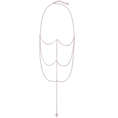 SHINE by Sterling Forever Triple Layer Triangle Drop Chain Necklace