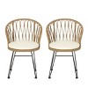 BOHO PE Rattan Patio Dining Chairs Set of 2 Curved Backrest Dining Chairs Outdoor Furniture-Tanpinhause - 4 of 4