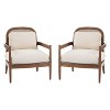 PAGED Modern Accent Chairs Set of 2, Wooden Arm Chair with Rattan Backrest and Cushion for Bedroom, Living Room Furniture - 2 of 4