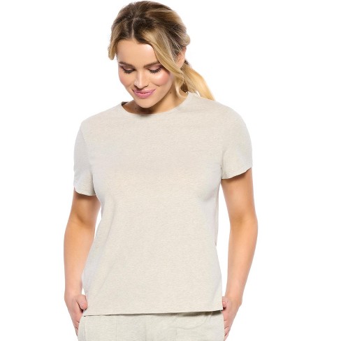 Felina Women's Organic Cotton Stretch Crewneck Tee (pebble, Medium