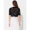 INSPIRE CHIC Women's Lace Round Neck Satin Panel Short Sleeve Bolero Shrugs - 3 of 4