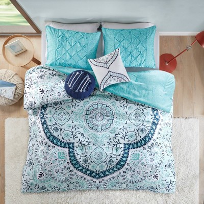 5pc Full/Queen Tricia Boho Medallion Printed Comforter Set - Aqua