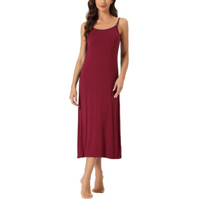 cheibear Women's Sleeveless Spaghetti Strap Midi Cami Tank Sleepdress