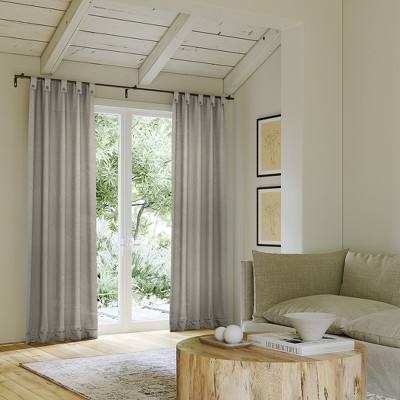 Gray Cotton Blend Tab Top Sheer Curtain Panel 40" x 63"