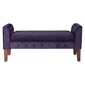 Velvet Tufted Storage Settee Bench, Purple Velvet