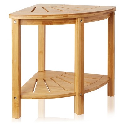 Sorbus 2 Tier Bamboo Corner Shower Stool With Shelf : Target