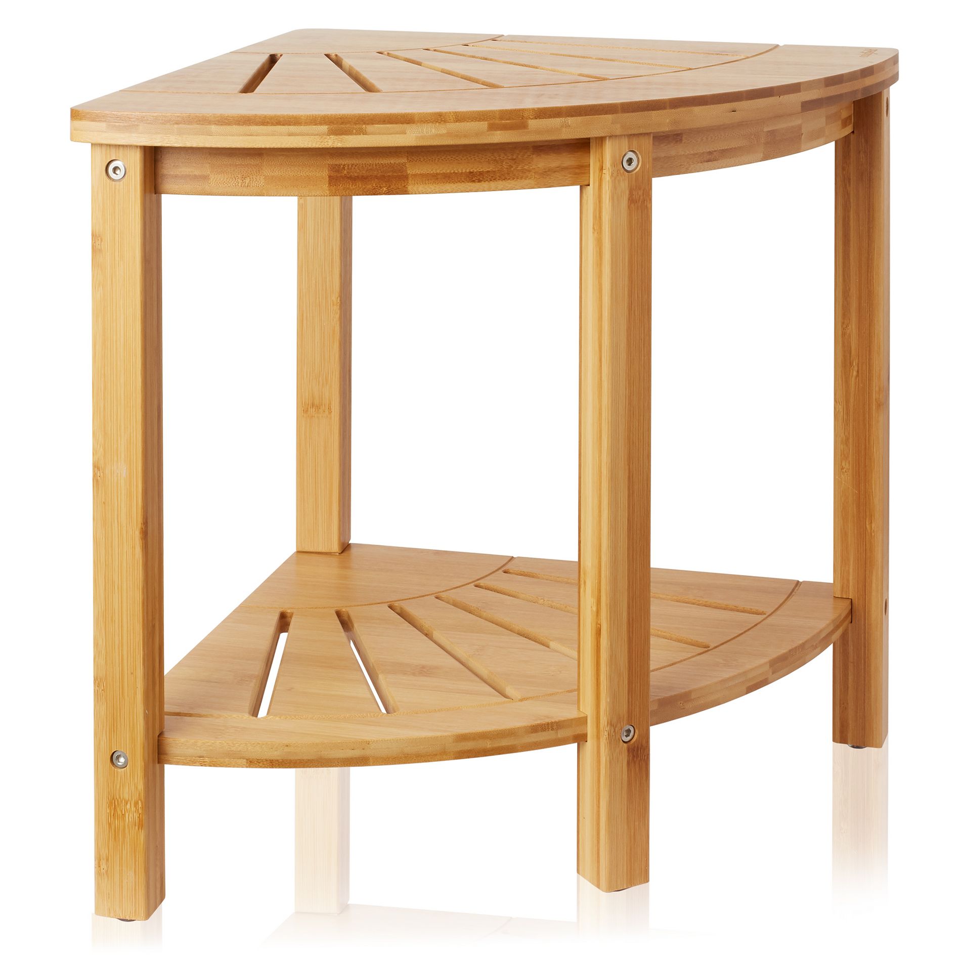 Casafield Bamboo Bathroom Corner Stool, Spa Bench with Storage Shelf