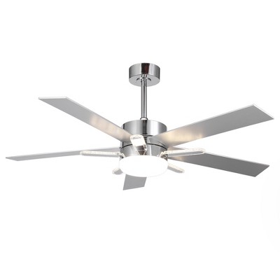 Parrot Uncle 52" Modern Chrome LED Ceiling Fan with Light and Remote