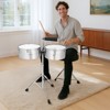 SEVOBAL Drum and Percussion Accessories, 13" and 14" Silver Timbales Drum Set with Stand and Cowbell for Stage and Studio, Silver, 30.71"*19.29"*8.66" - 4 of 4