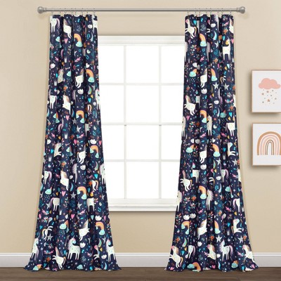 84"x52" Set of 2 Unicorn Heart Window Curtain Panels - Lush Décor