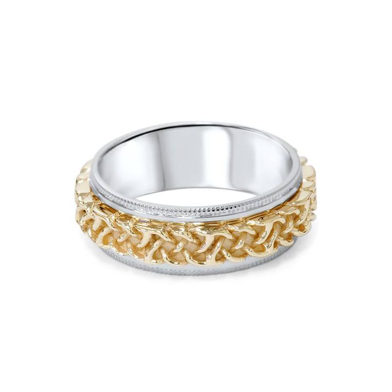 Pompeii3 7mm Hand braided 10K Gold Two Tone Comfort Fit Wedding Band, 2 of 4