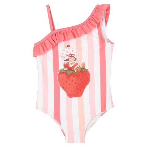Strawberry Shortcake Big Girls One Piece Bathing Suit UPF 50+ Coral Pink 10-12