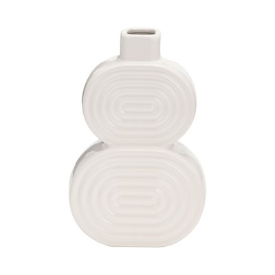 Sagebrook Home Stacked Circle Ceramic Vase - Contemporary Creative Abstract Vase for Home or Office Decorative