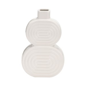 Sagebrook Home Stacked Circle Ceramic Vase - Contemporary Creative Abstract Vase for Home or Office Decorative - 1 of 4