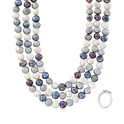 Ross-Simons 10-11mm Multicolored Cultured Baroque Pearl Long Endless Necklace With Sterling Silver Shortener Size 64