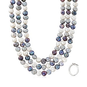 Ross-Simons 10-11mm Multicolored Cultured Baroque Pearl Long Endless Necklace With Sterling Silver Shortener Size 64 - 1 of 4
