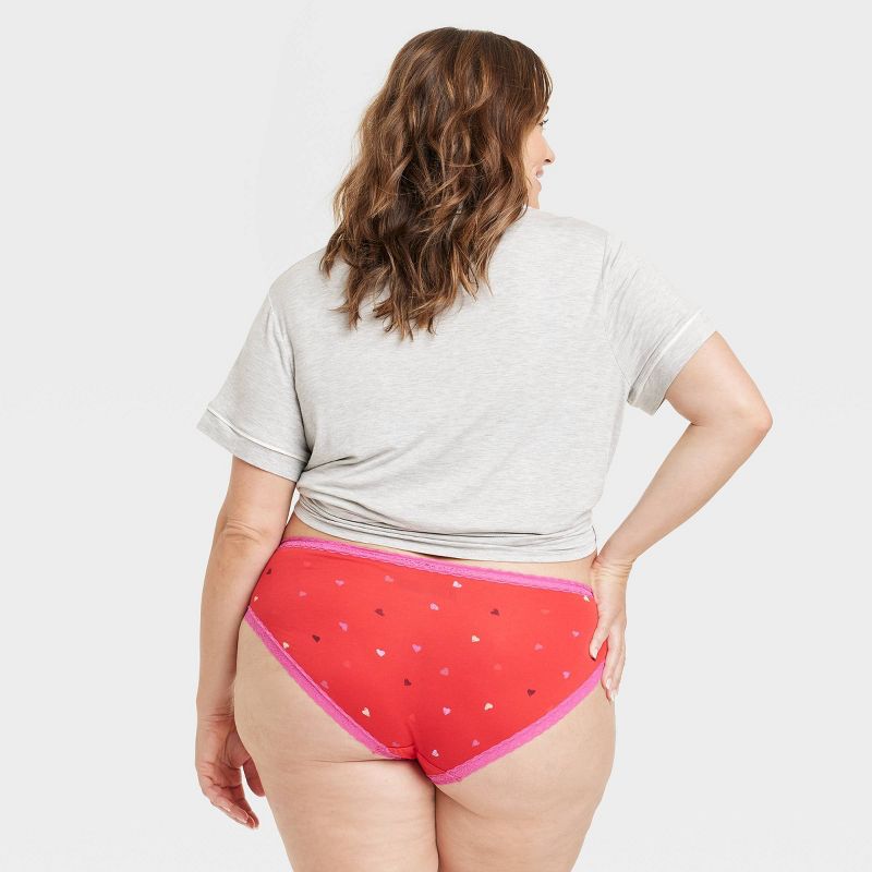 Women's Heart Print Cotton Bikini Underwear - Auden™ Red, 3 of 4