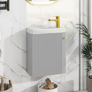 Bathroom Vanity with Sink Combo, Wall Mounted Bathroom Storage Vanity Cabinet for Small Space - 1 of 4