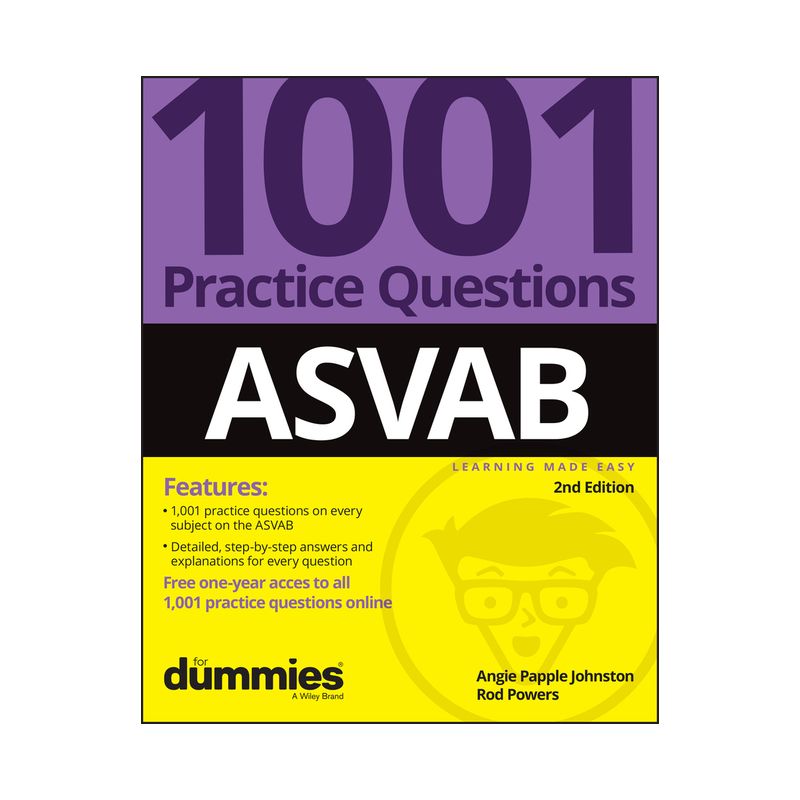 Asvab: 1001 Practice Questions for Dummies (+ Online Practice) - 2nd Edition by  Angie Papple Johnston & Rod Powers (Paperback), 1 of 2
