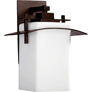 Quorum Lighting Kirkland Glass Outdoor Wall Sconce, 1 Light, Oiled Bronze, 9.5W x 13H x 8.5D - 1 of 1