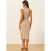 Allegra K Women's Ribbed Round Neck Cut Out Waist Side Slit Tank Sleeveless Maxi Dress - 3 of 4