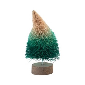 Storied Home Curved Sisal Bottle Brush Tree with Wood Base, Green Ombre - 1 of 2
